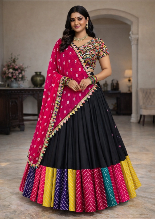 Black Multicolor Gotawork Chaniya Choli